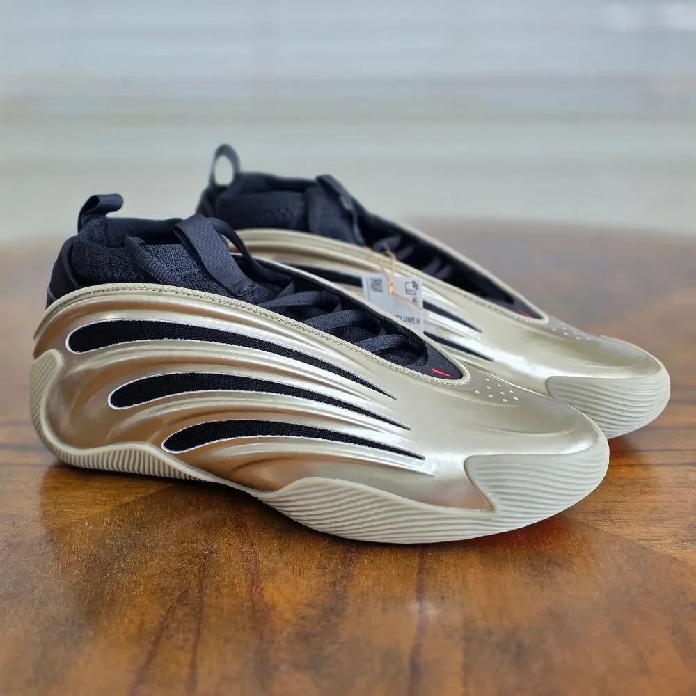 Adidas Harden Volume 9 Cyber Metallic Gold Black Basketball Shoe Size 9.5 JR2506